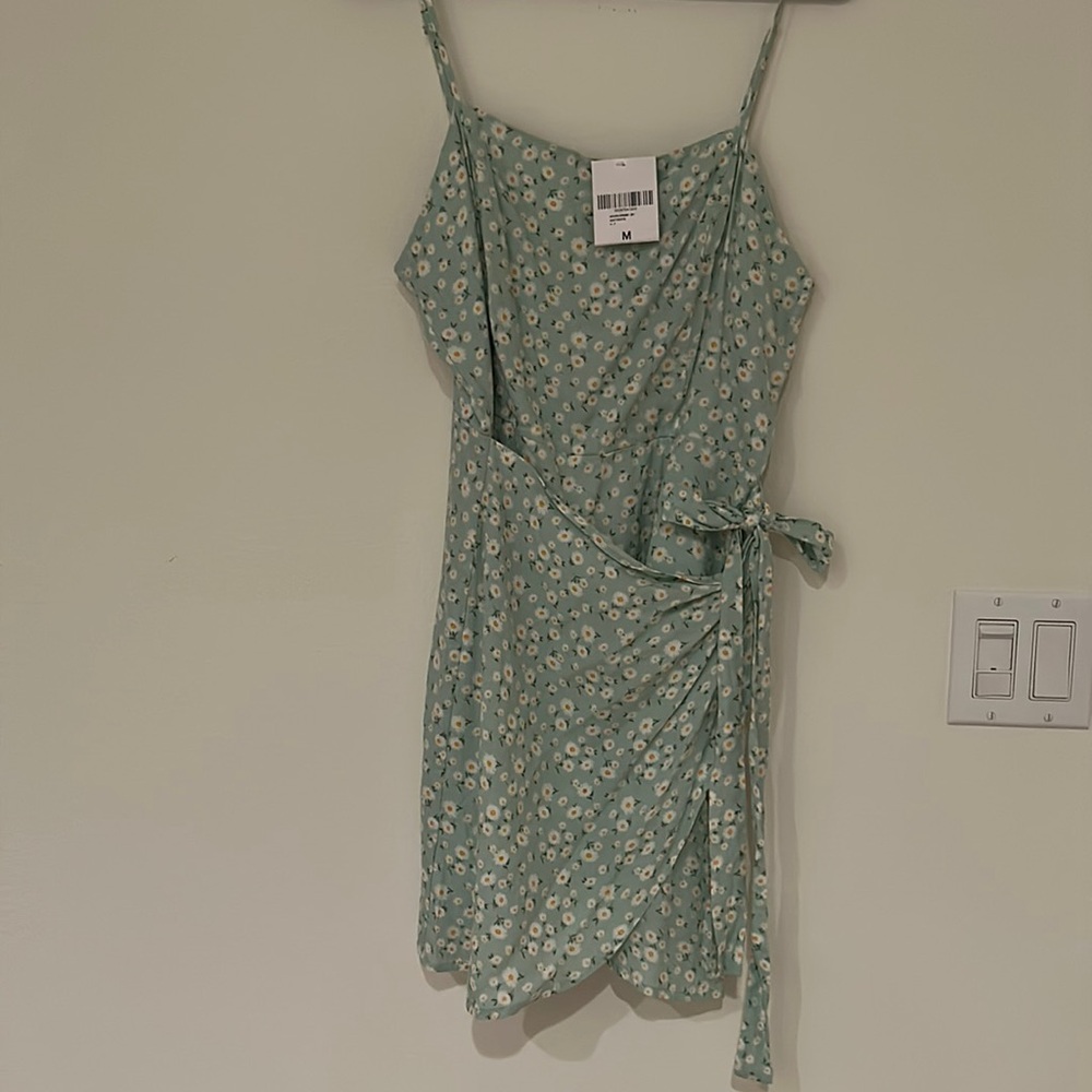 Sage Green Floral Wrap Dress - Gem